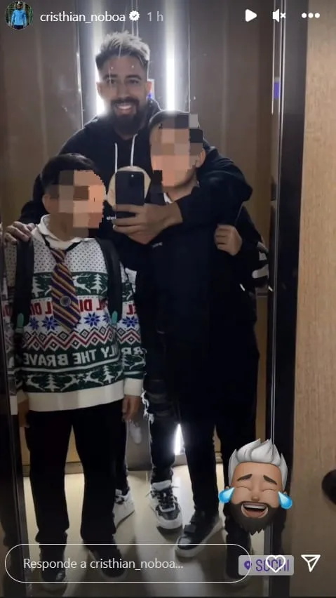 Esta fue la publicación de Cristhian Noboa en sus redes sociales con la etiqueta de la ubicación en Sochi. (Captura de pantalla: @cristhian_noboa)