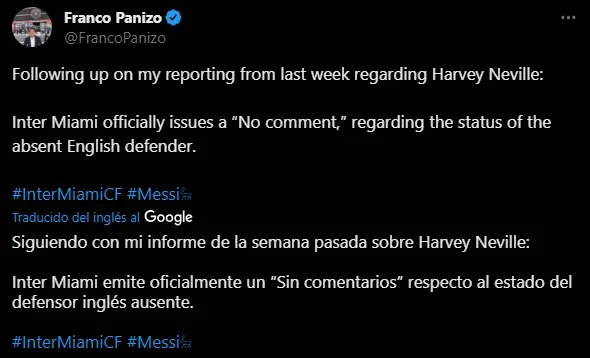Jugador que no aparece en Inter Miami. (Foto: X / @FrancoPanizo)