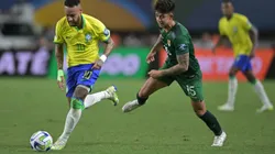 BELEM, BRAZIL - SEPTEMBER 08: Neymar Jr. of Brazil competes for the ball Gabriel Villamil of Bolivia during a FIFA World Cup 2026 Qualifier match between Brazil and Bolivia at Mangueirao on September 08, 2023 in Belem, Brazil. (Photo by Pedro Vilela/Getty Images)