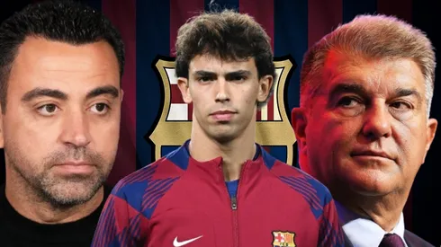 Xavi, Joan Laporta y Joao Félix.