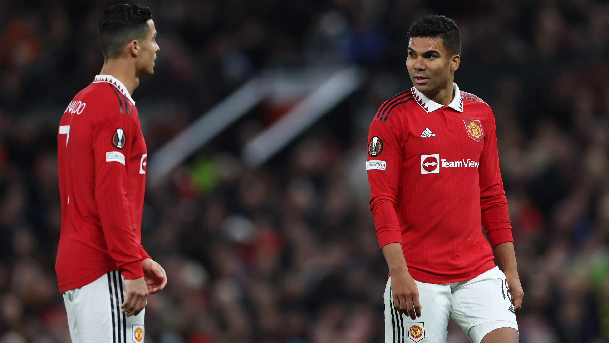Cristiano Ronaldo y Casemiro en el Manchester United. Getty Images.