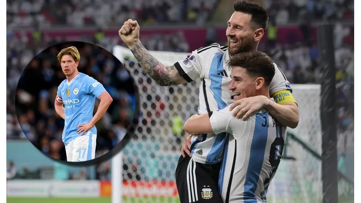 Julián Álvarez, Lionel Messi y Kevin De Bruyne.