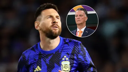 Lionel Messi y Louis van Gaal.