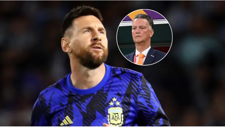 Lionel Messi y Louis van Gaal.