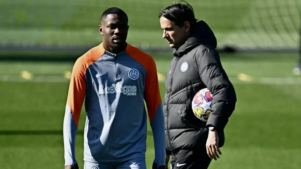 Simone Inzaghi en la práctica previa al Inter de Milán vs. Atlético de Madrid. Getty Images.
