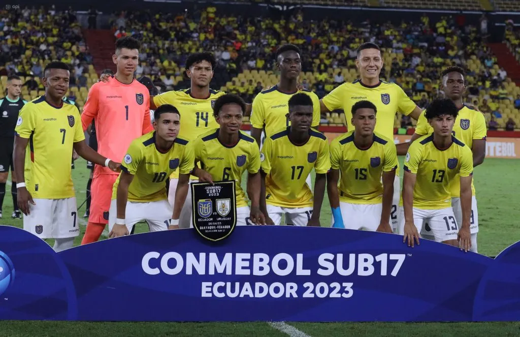 Guayaquil, miércoles 05 de abril del 2023 En el estadio BancoPichincha, Uruguay se enfrenta a Ecuador en partido del campeonato Sudamericano de fútbol Conmebol sub 17 Fotos :César Muñoz/API