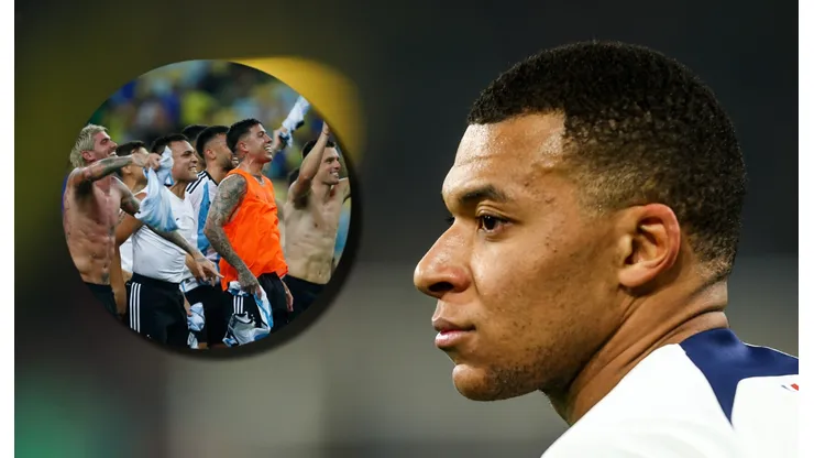 Kylian Mbappé y jugadores de la selección Argentina.