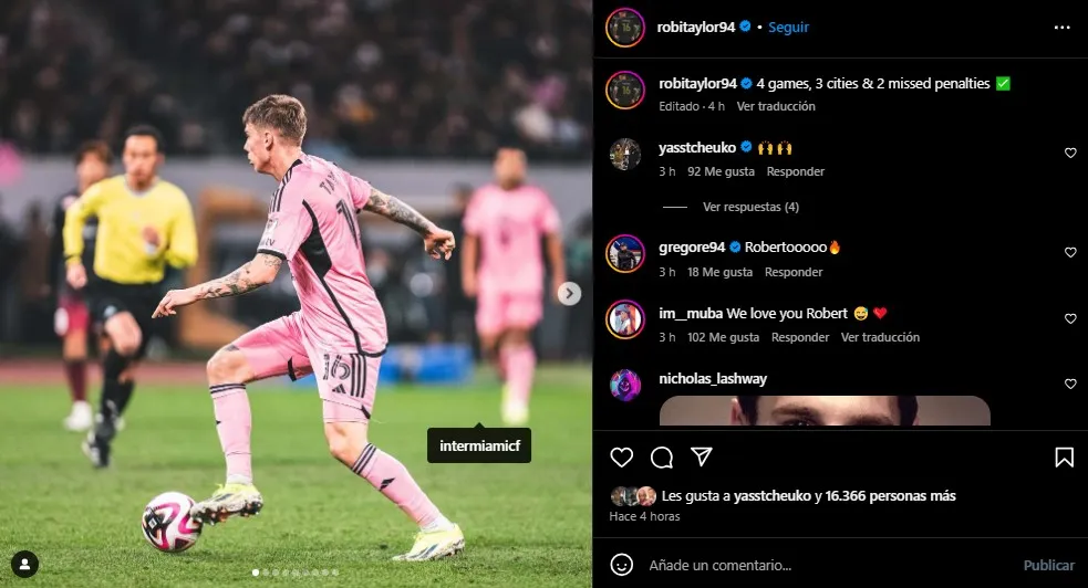 Taylor sobre sus 2 penaltis errados. (Foto: Instagram / @robitaylor94)