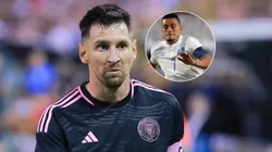 Messi y un jugador de El Salvador.