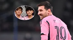 Thiago, un amigo y Lionel Messi.