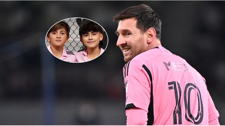 Thiago, un amigo y Lionel Messi.