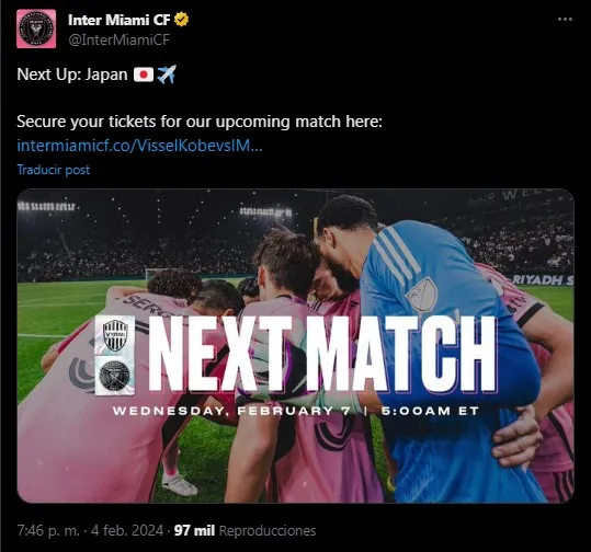 Inter Miami confirmó el siguiente partido amistoso. (Foto: X / @InterMiamiCF)