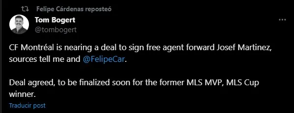 Josef Martínez tendría nuevo equipo. (Foto: X / @tombogert)