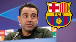 Xavi Hernández en una rueda de prensa con Barcelona.