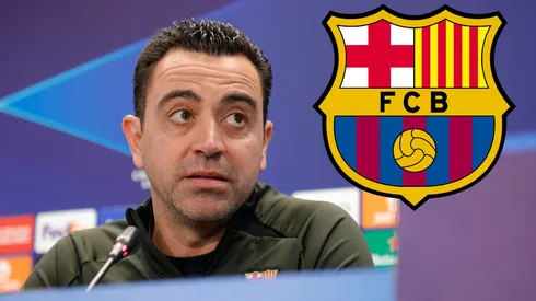 Xavi Hernández en una rueda de prensa con Barcelona.