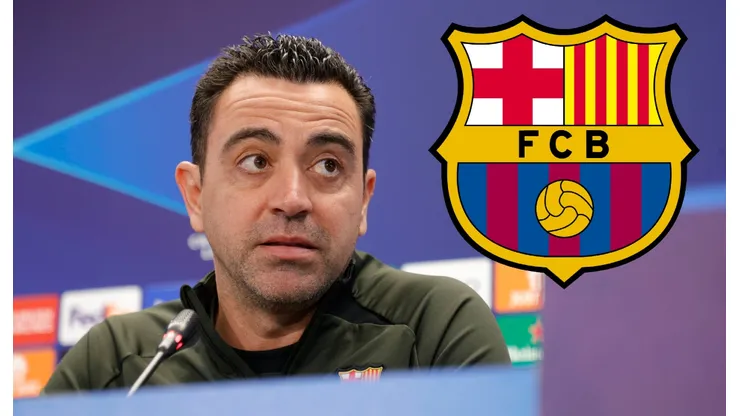 Xavi Hernández en una rueda de prensa con Barcelona.