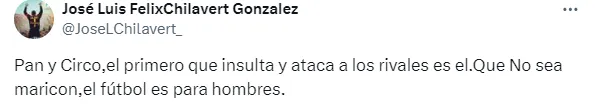 El tuit de José Chilavert contra Vinícius Júnior.