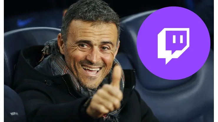 Luis Enrique y logo de Twitch.