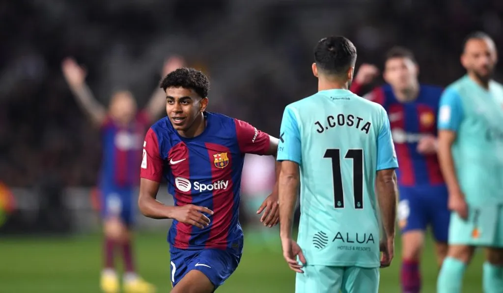 Lamine Yamal festeja su tanto ante Mallorca: IMAGO