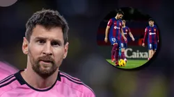 Lionel Messi y jugadores del actual Barcelona.