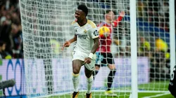 Vinicius festeja uno de los goles de Real Madrid ante Celta.