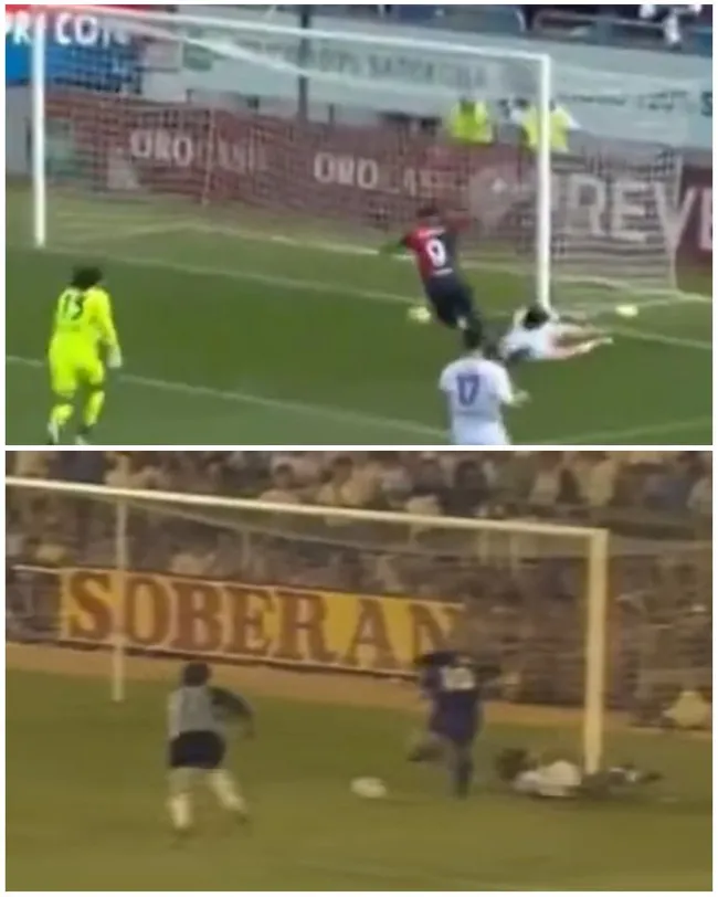 Lapadula definiendo igual que Maradona. (Foto: Composición Bolavip)