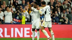 Vinicius y Bellingham festejan el gol ante Leipzig.