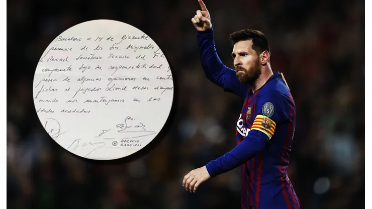 Lionel Messi y su servilleta en Barcelona, motivo de debate.