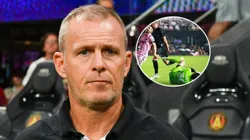 El DT de Nashville, Leo Messi y Elliot Panicco.