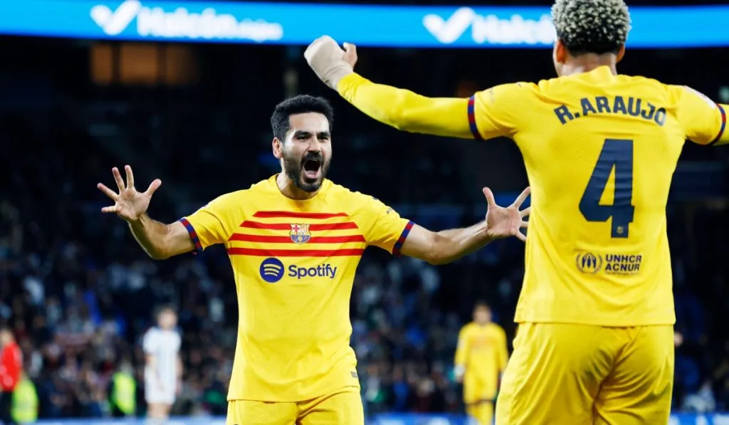 Gundogan y Araujo celebrando uno de los goles de Barcelona: IMAGO