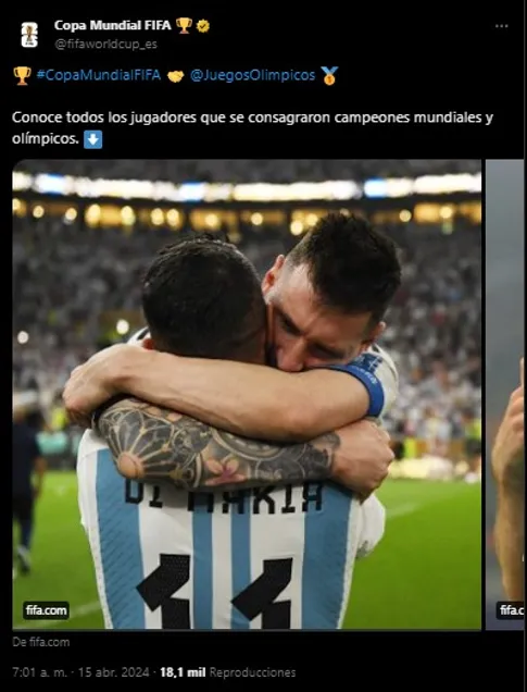 Récord de Messi y Di María. (Foto: X / @fifaworldcup_es)