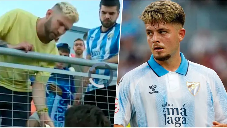 Dani Lorenzo del Málaga le vendió su camiseta a un hincha por 50 euros.