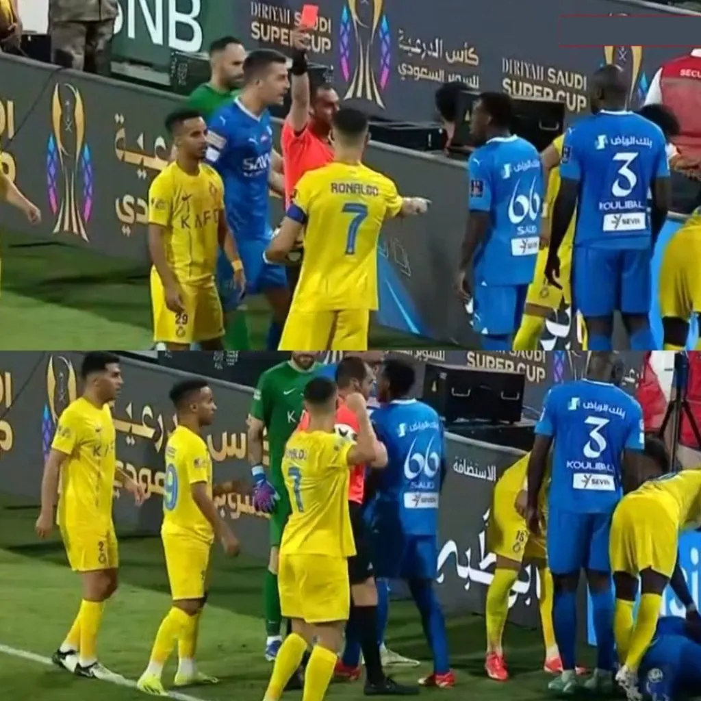 El  momento en el que Cristiano Ronaldo reaccionó contra el árbitro por la expulsión.