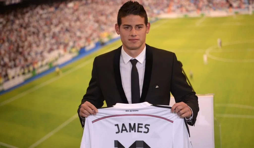 James Rodríguez en su presentación con Real Madrid.