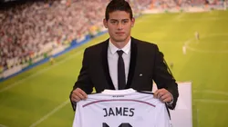 James Rodríguez en su presentación con Real Madrid.