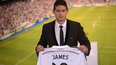 James Rodríguez en su presentación con Real Madrid.