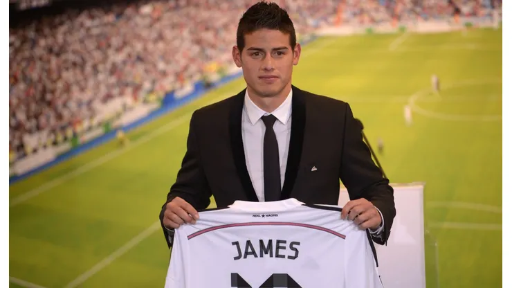 James Rodríguez en su presentación con Real Madrid.
