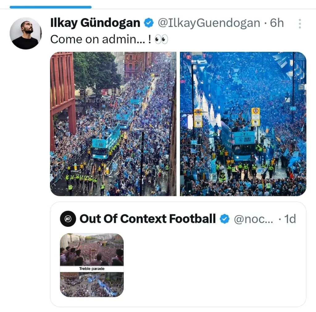 Ilkay Gundogan no dudó en salir a responder sobre una imagen falsa del festejo del Manchester City.