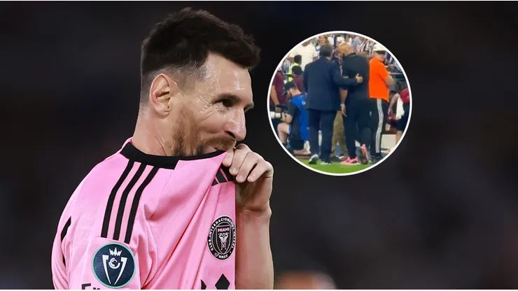 Lionel Messi y su guardaespaldas.