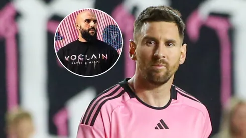 Yassine Cheuko y Lionel Messi.