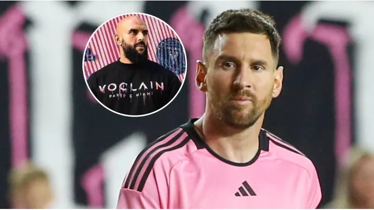 Yassine Cheuko y Lionel Messi.