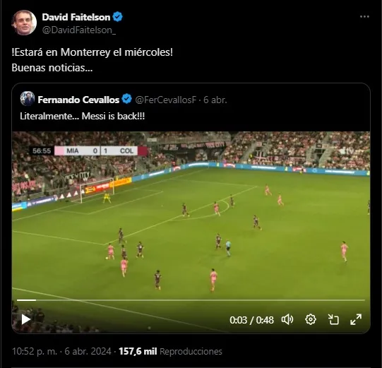 Faitelson sobre Messi en México. (Foto: X / @DavidFaitelson_)