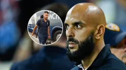 Nicolás Sánchez y el guardaespaldas de Messi.