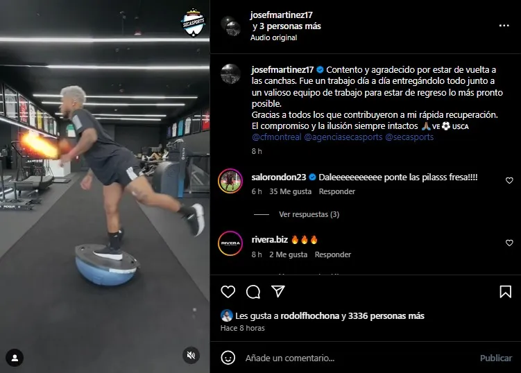 Anuncio de Martínez. (Foto: Instagram / @josefmartinez17)