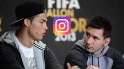 Cristiano Ronaldo, el logo de Instagram y Messi.
