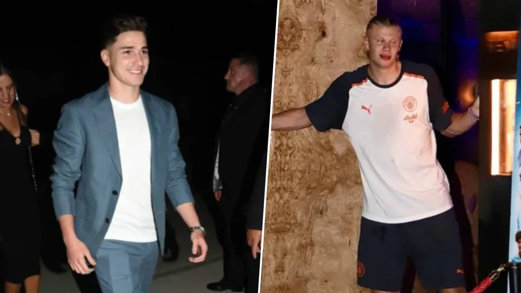 La diferencia del semblante entre Julián Álvarez y Erling Haaland.