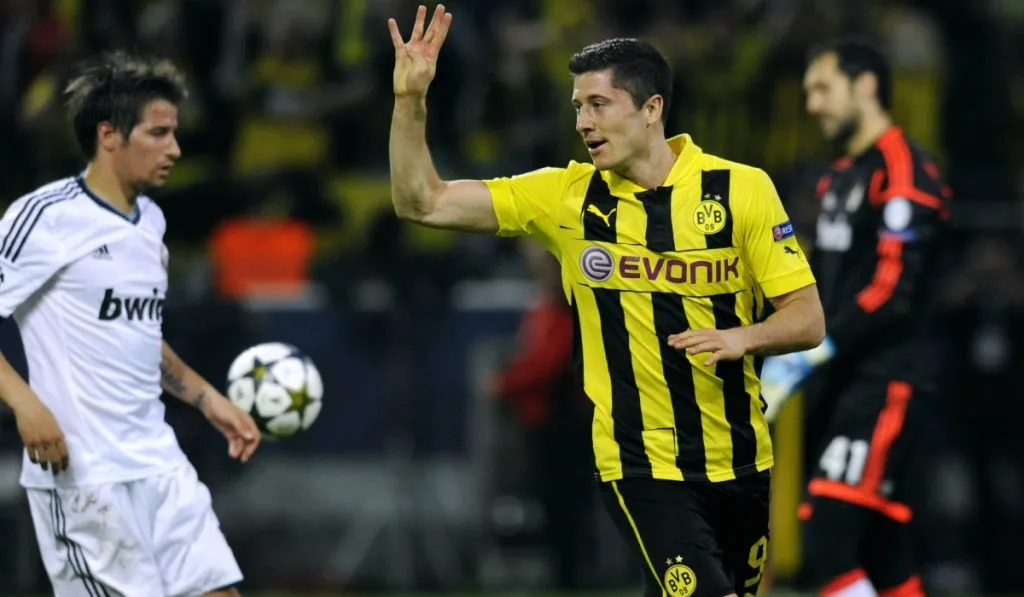 Lewandowski y sus cuatro goles con Dortmund ante Real Madrid en 2013: IMAGO