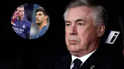 Carlo Ancelotti, Thibaut Courtois y Andriy Lunin.