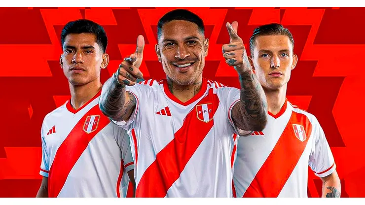 José Rivera, Paolo Guerrero y Oliver Sonne jugando para Perú.