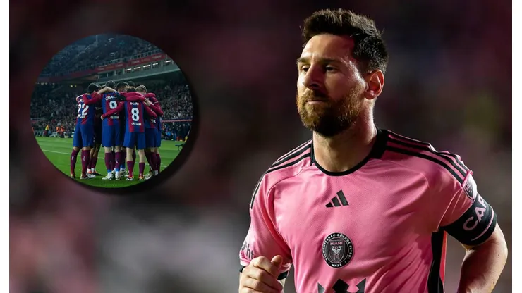 Lionel Messi y jugadores del Barcelona.